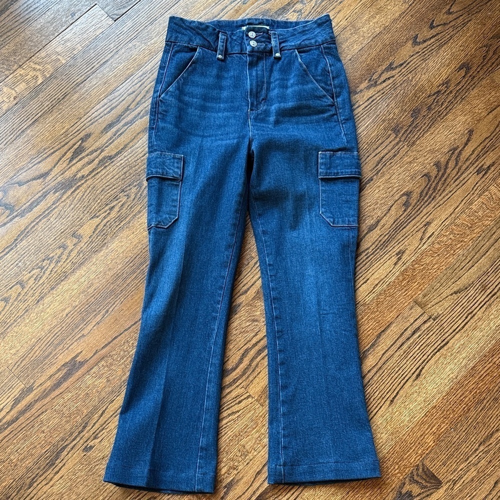 PAIGE Women’s 26 Indigo Boot Cut Jeans with Side Pockets